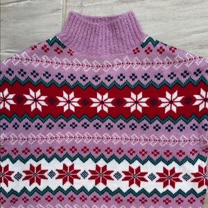 NWT 33 Degrees Womens XS Mock Neck Winter Knit Pullover Nordic Snowflake Pattern